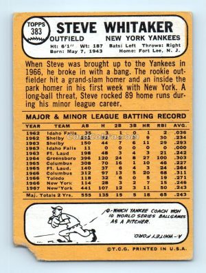 1968 Topps #383 Steve Whitaker New York Yankees