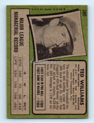 1971 Topps #380 Ted Williams Washington Senators