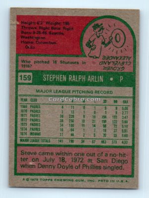 1975 Topps #159 Steve Arlin Cleveland Indians