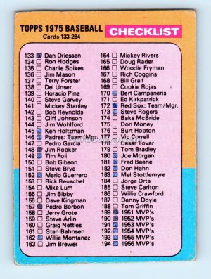 1975 Topps #257 Checklist