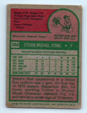 1975 Topps #388 Steve Stone Chicago Cubs