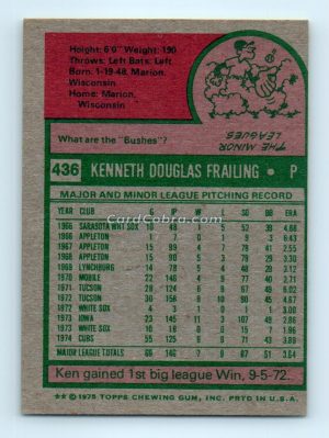 1975 Topps #436 Ken Frailing Chicago Cubs