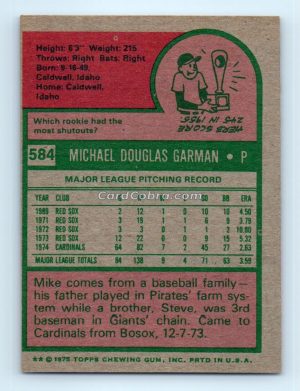 1975 Topps #584 Mike Garman St. Louis Cardinals