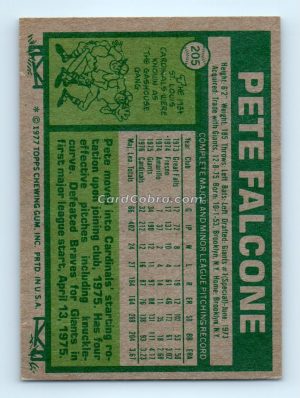 1977 Topps #205 Pete Falcone St. Louis Cardinals