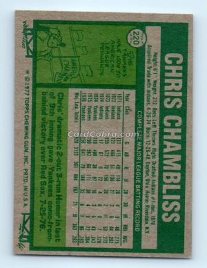 1977 Topps #220 Chris Chambliss New York Yankees