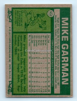 1977 Topps #302 Mike Garman Chicago Cubs