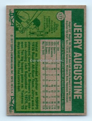 1977 Topps #577 Jerry Augustine Milwaukee Brewers Rookie Card