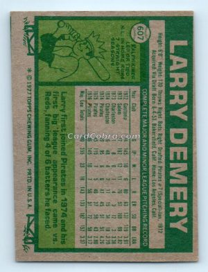 1977 Topps #607 Larry Demery Pittsburgh Pirates