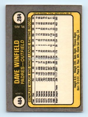 1981 Fleer #484 Dave Winfield San Diego Padres