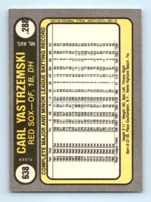 1981 Fleer #638 Carl Yastrzemski Boston Red Sox