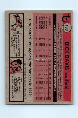 1981 Topps #183 Dick Davis Milwaukee Brewers