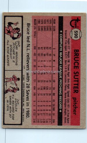 1981 Topps #590 Bruce Sutter Chicago Cubs