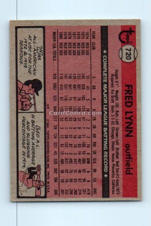 1981 Topps #720 Fred Lynn Boston Red Sox