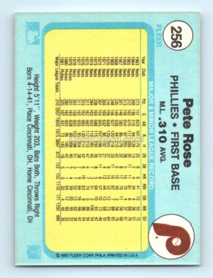 1982 Fleer #256 Pete Rose Philadelphia Phillies