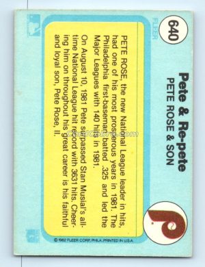 1982 Fleer #640 Pete Rose Philadelphia Phillies