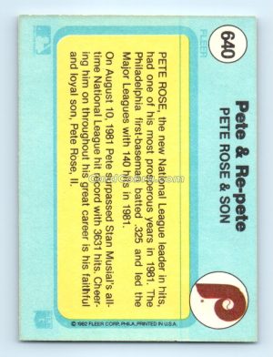 1982 Fleer #640 Pete Rose Philadelphia Phillies