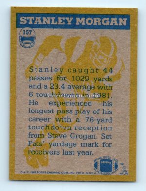 1982 Topps #157 Stanley Morgan New England Patriots