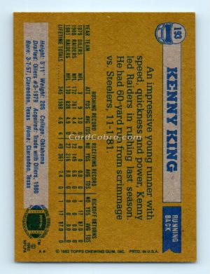 1982 Topps #193 Kenny King Oakland Raiders