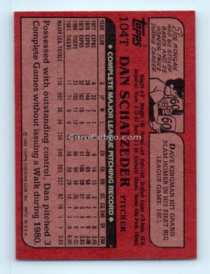 1982 Topps Traded #104T Dan Schatzeder Montreal Expos