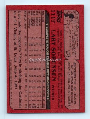 1982 Topps Traded #111T Lary Sorensen St. Louis Cardinals