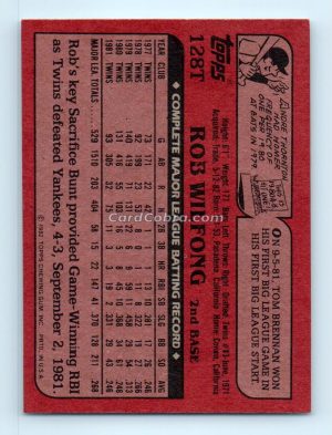 1982 Topps Traded #128T Rob Wilfong California Angels