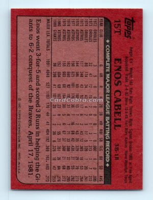 1982 Topps Traded #15T Enos Cabell Detroit Tigers