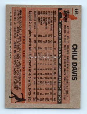 1983 Topps #115 Chili Davis San Francisco Giants