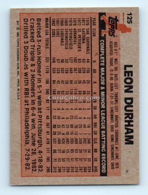 1983 Topps #125 Leon Durham Chicago Cubs