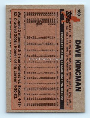 1983 Topps #160 Dave Kingman New York Mets