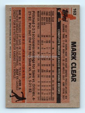 1983 Topps #162 Mark Clear Boston Red Sox