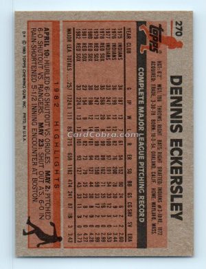 1983 Topps #270 Dennis Eckersley Boston Red Sox