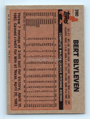 1983 Topps #280 Bert Blyleven Cleveland Indians