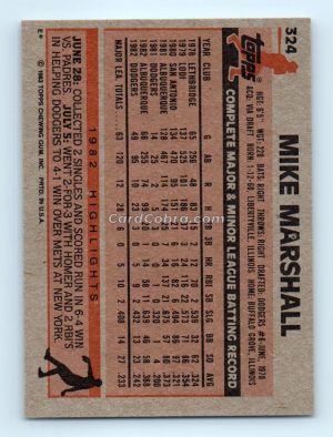 1983 Topps #324 Mike Marshall Los Angeles Dodgers