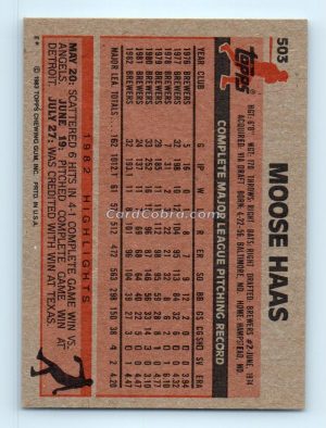 1983 Topps #503 Moose Haas Milwaukee Brewers