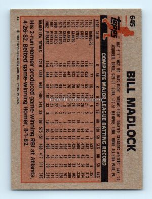 1983 Topps #645 Bill Madlock Pittsburgh Pirates