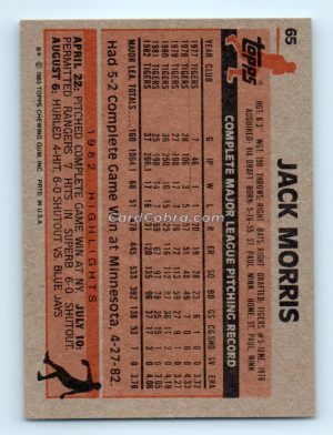 1983 Topps #65 Jack Morris Detroit Tigers