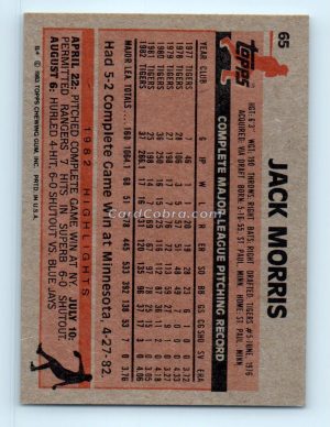 1983 Topps #65 Jack Morris Detroit Tigers