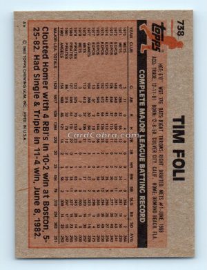 1983 Topps #738 Tim Foli California Angels