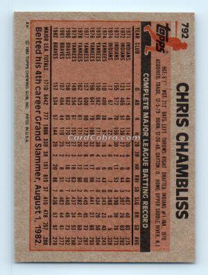 1983 Topps #792 Chris Chambliss Atlanta Braves