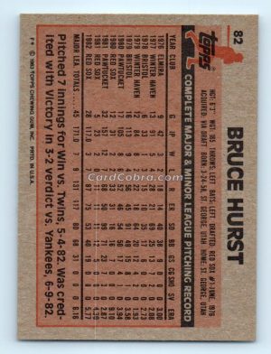 1983 Topps #82 Bruce Hurst Boston Red Sox