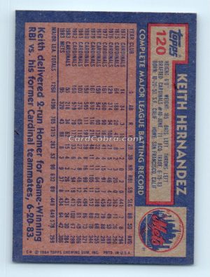 1984 Topps #120 Keith Hernandez New York Mets