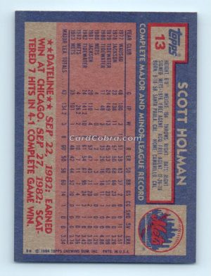 1984 Topps #13 Scott Holman New York Mets