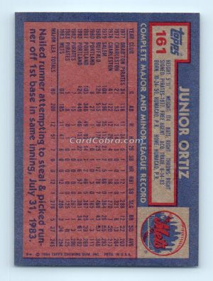 1984 Topps #161 Junior Ortiz New York Mets Rookie Card