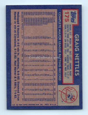 1984 Topps #175 Graig Nettles New York Yankees