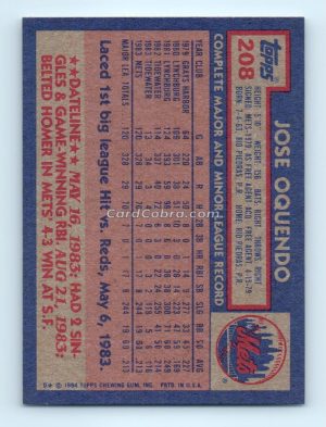 1984 Topps #208 Jose Oquendo New York Mets Rookie Card