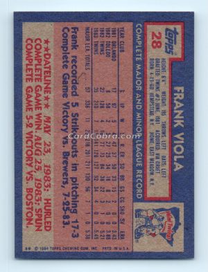 1984 Topps #28 Frank Viola Minnesota Twins