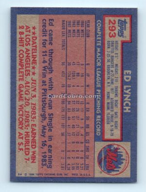 1984 Topps #293 Ed Lynch New York Mets