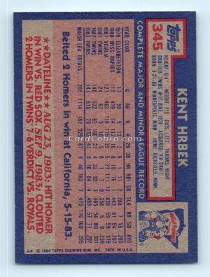 1984 Topps #345 Kent Hrbek Minnesota Twins