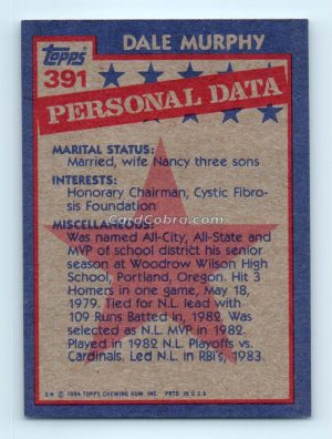 1984 Topps #391 Dale Murphy Atlanta Braves