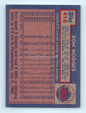 1984 Topps #418 Ron Hodges New York Mets